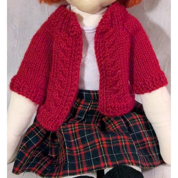 Handmade Doll Stockinette Schoolgirl Redhead Soft Sculpted Freckles Pouty 19" - Picture 5 of 16